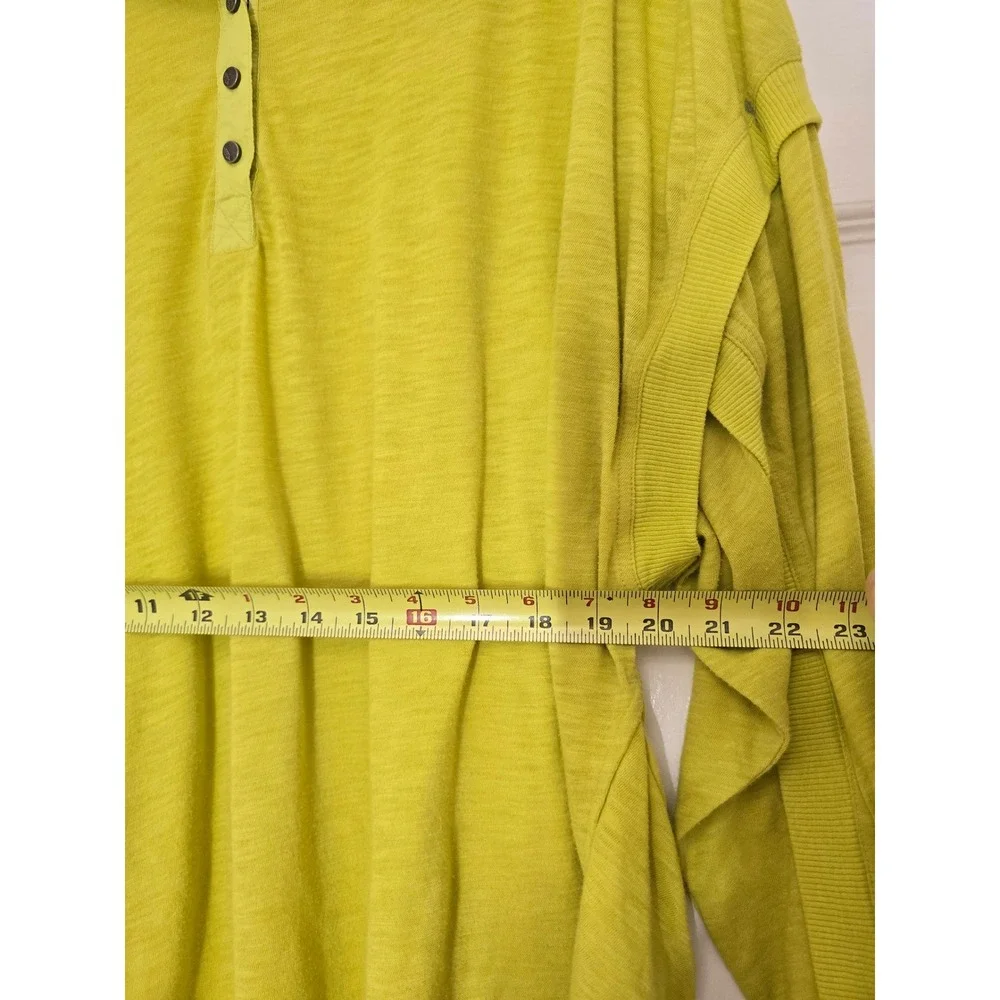 Minor Stains* Free People One Up Henley Top Chartreuse Lime Green Slub Small